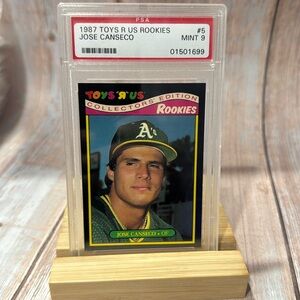 1987 Toys R Us Rookies Jose Canseco #5 PSA Mint 9 Baseball Card Item #ME545